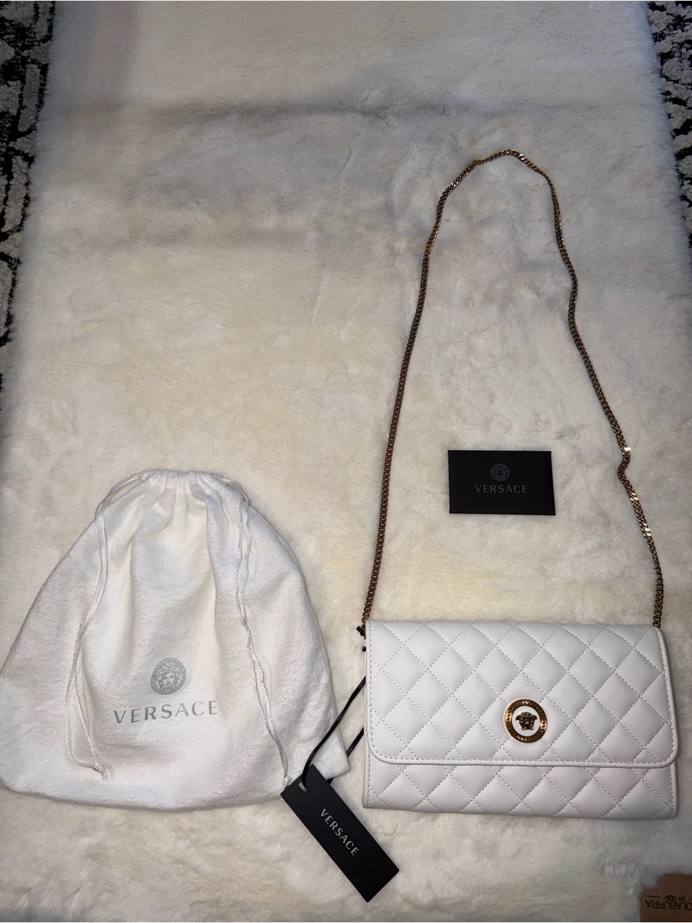 Versace White Quilted Wallet on Chain - Picture 11 of 11